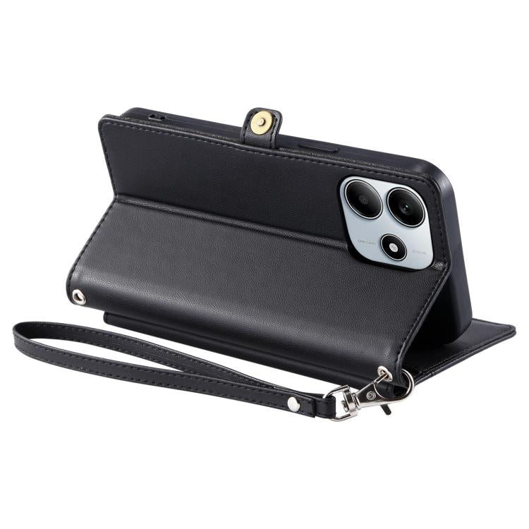 For Redmi Note 14 4G EU 164.84mm Wallet Multi-card Slot Leather Phone Case with Lanyard