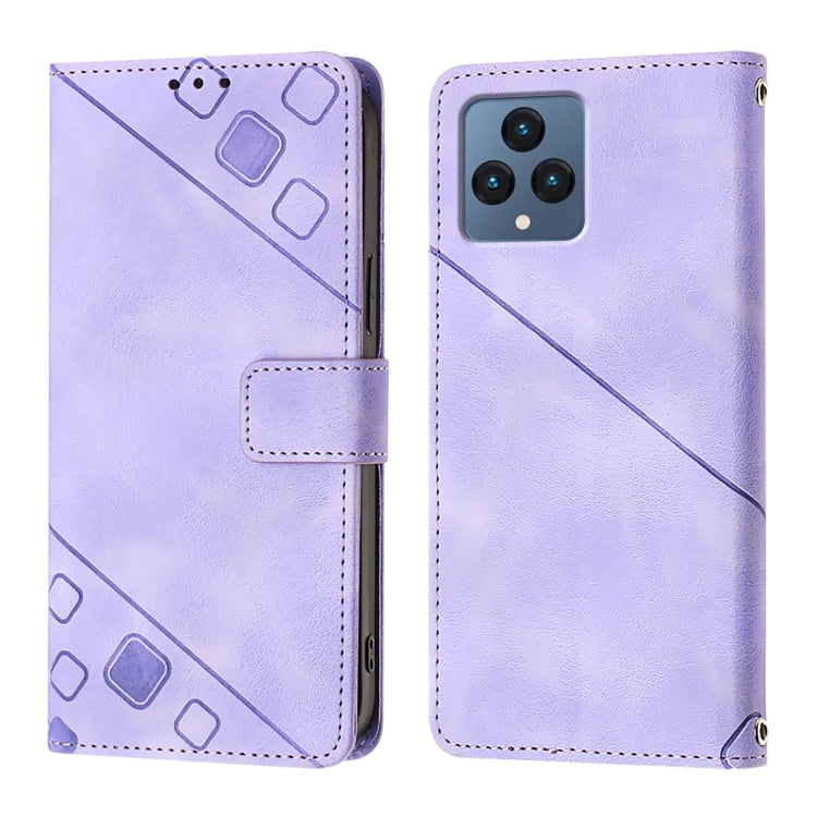 For T-Mobile REVVL 6 / 6x 5G Skin-feel Embossed Leather Phone Case