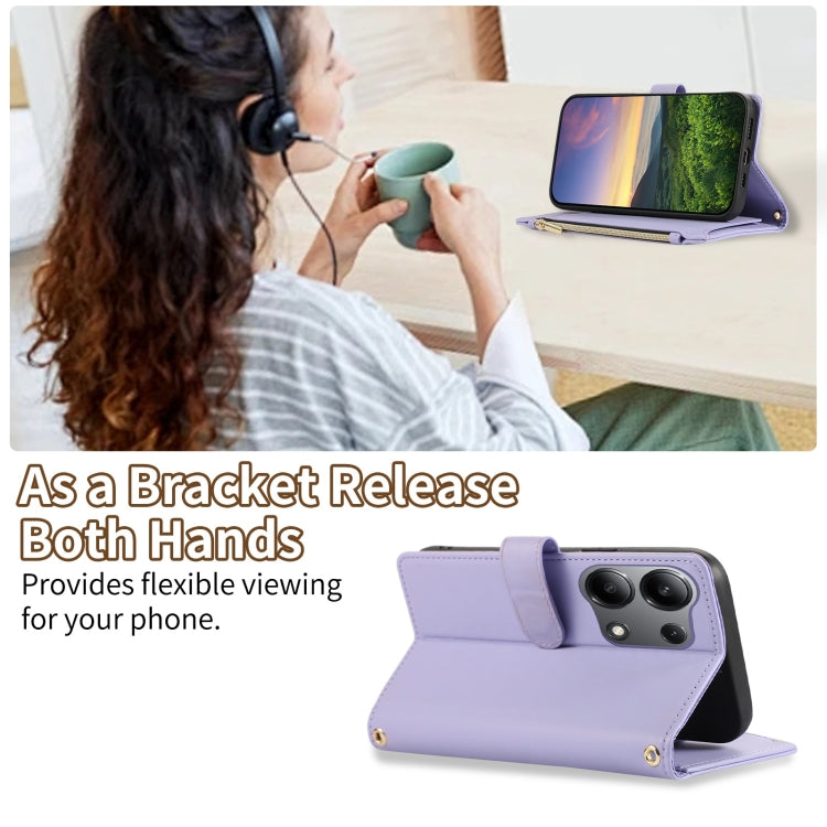 For Redmi Note 13 4G Rhombic Zipper Wallet Leather Phone Case