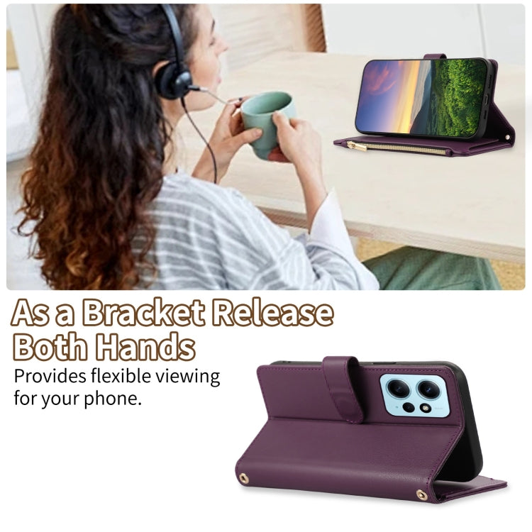 For Redmi Note 12 4G Global Rhombic Zipper Wallet Leather Phone Case