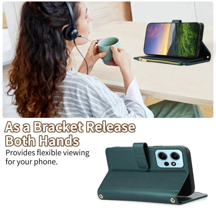 For Redmi Note 12 4G Global Rhombic Zipper Wallet Leather Phone Case