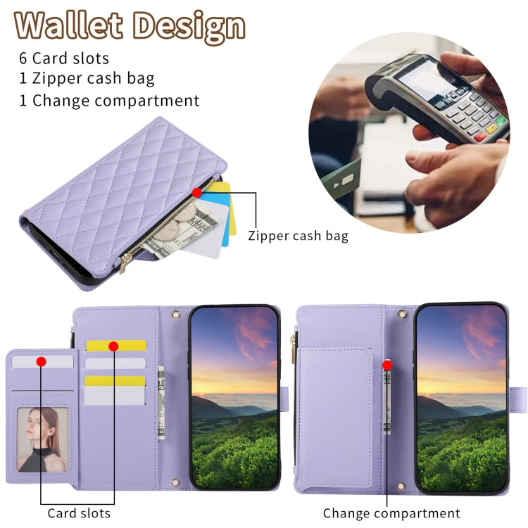 For Redmi Note 13 Pro 4G Rhombic Zipper Wallet Leather Phone Case