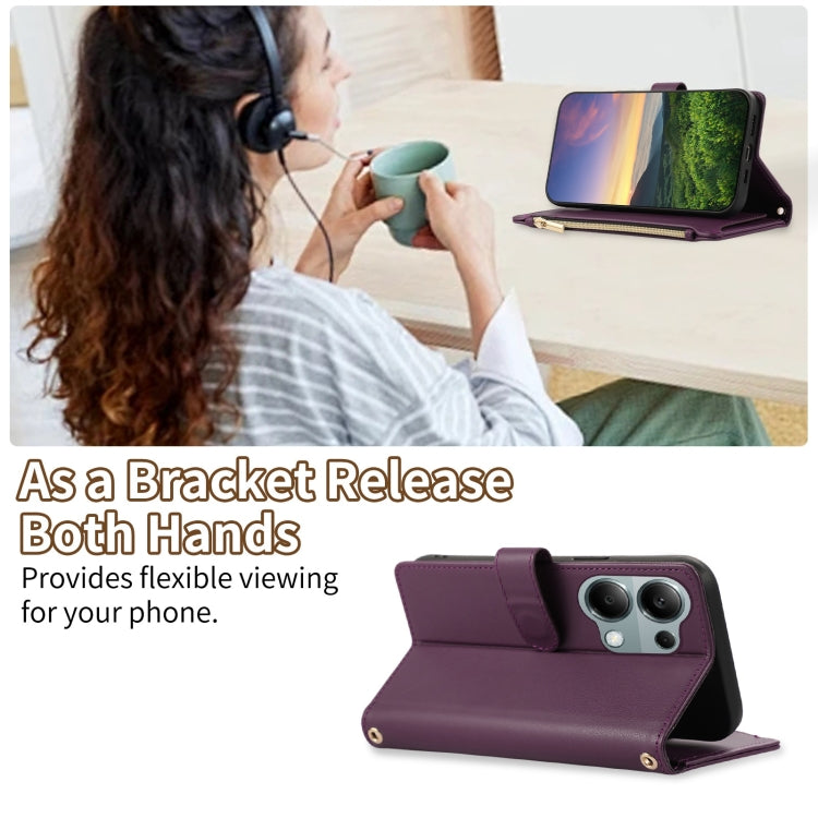 For Redmi Note 13 Pro 4G Rhombic Zipper Wallet Leather Phone Case