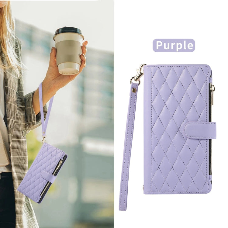 For Redmi Note 13 Pro 5G Rhombic Zipper Wallet Leather Phone Case