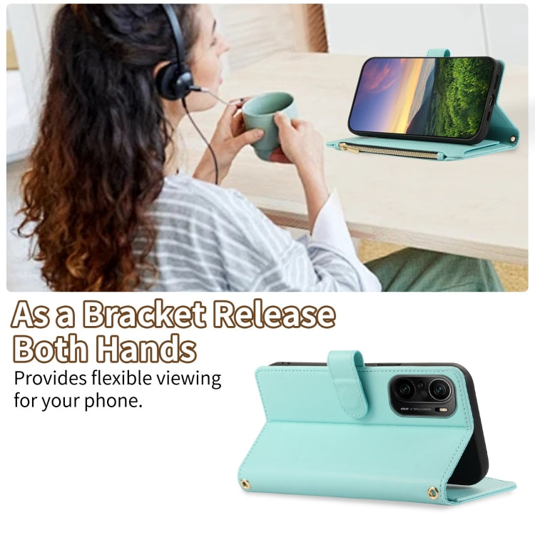 For Redmi K40 Rhombic Zipper Wallet Leather Phone Case