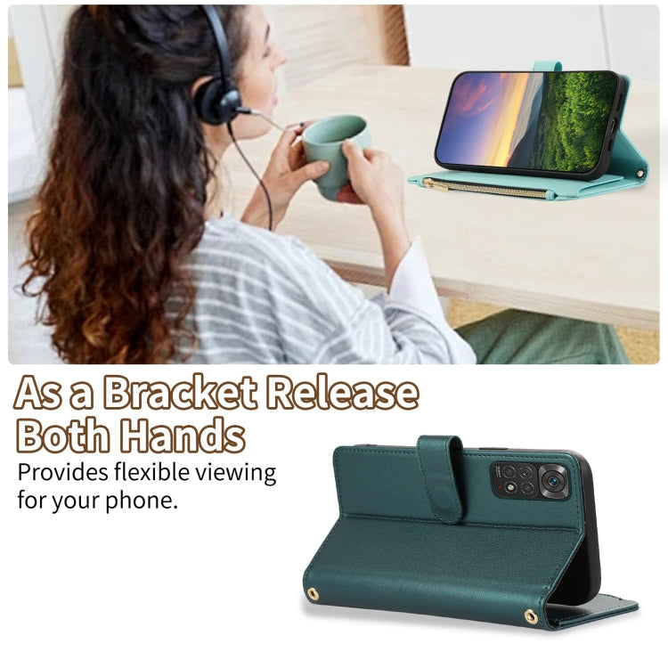 For Redmi Note 11S Global Rhombic Zipper Wallet Leather Phone Case