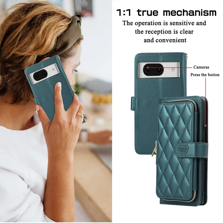 For Google Pixel 8a Rhombic Full Zipper Wallet Leather Phone Case