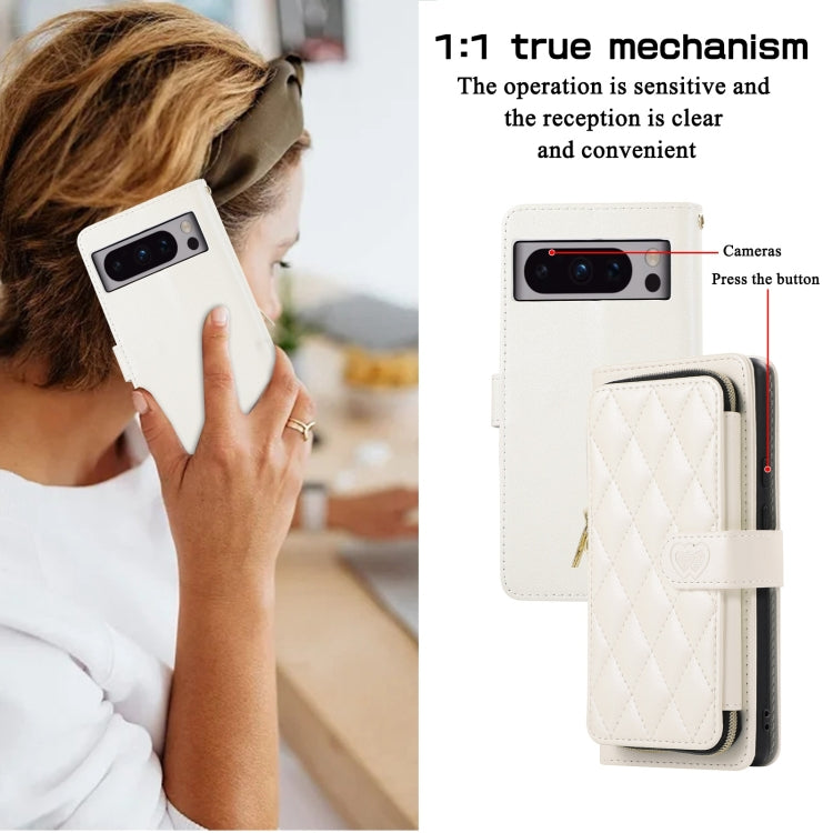 For Google Pixel 8 Pro Rhombic Full Zipper Wallet Leather Phone Case