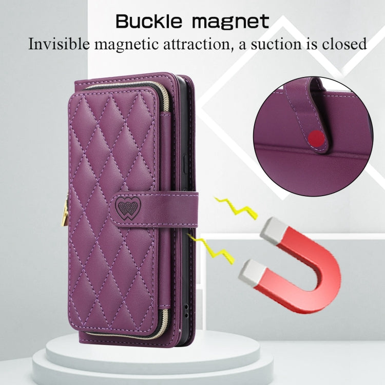 For Google Pixel 8 Pro Rhombic Full Zipper Wallet Leather Phone Case