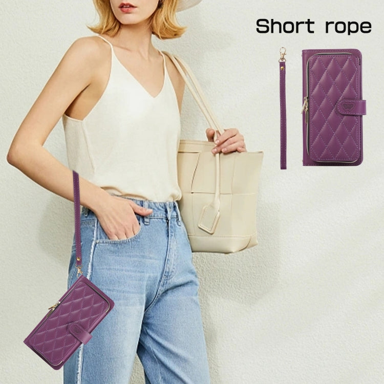 For Google Pixel 8 Pro Rhombic Full Zipper Wallet Leather Phone Case