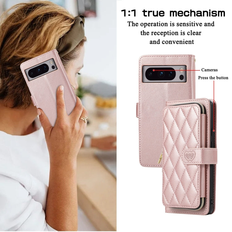 For Google Pixel 8 Pro Rhombic Full Zipper Wallet Leather Phone Case