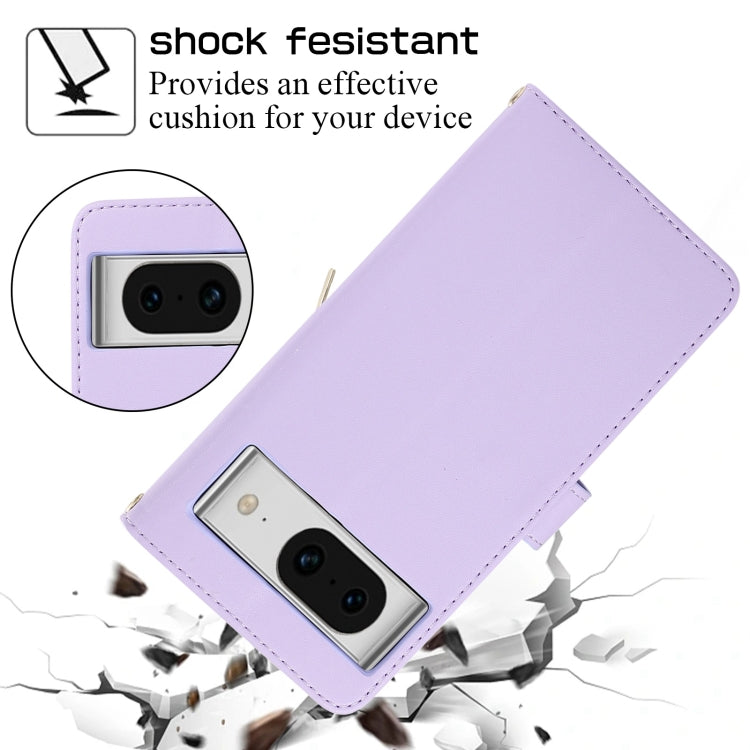 For Google Pixel 8 Rhombic Full Zipper Wallet Leather Phone Case