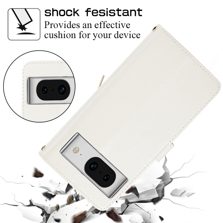 For Google Pixel 8 Rhombic Full Zipper Wallet Leather Phone Case