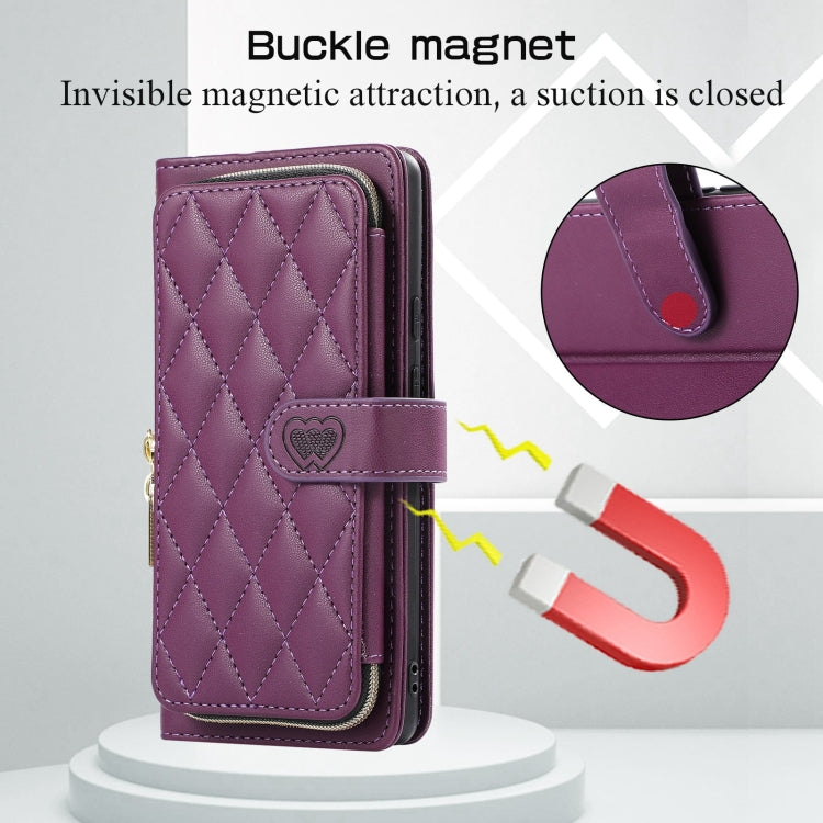 For Google Pixel 7a Rhombic Full Zipper Wallet Leather Phone Case