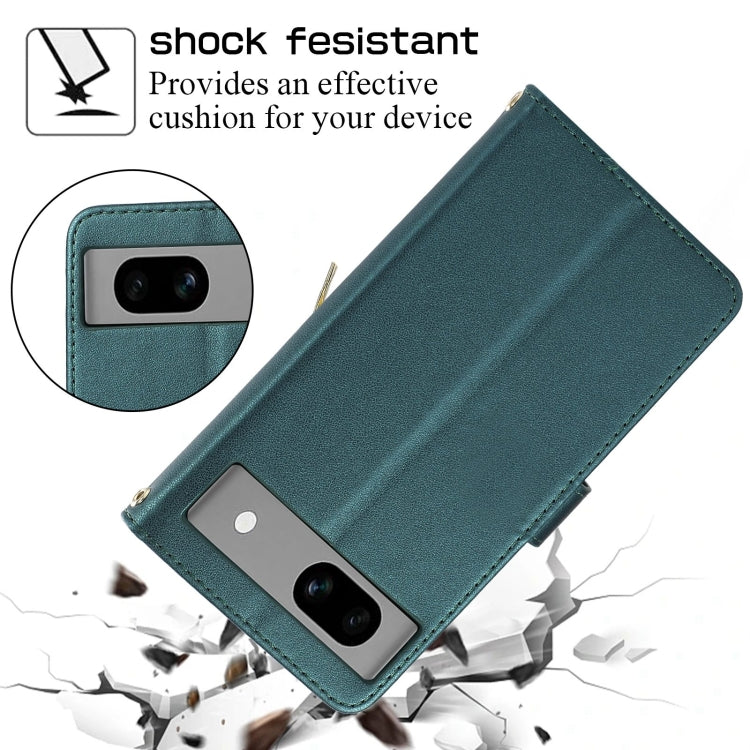 For Google Pixel 7a Rhombic Full Zipper Wallet Leather Phone Case