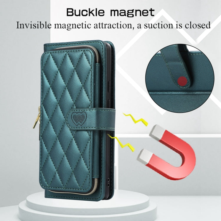 For Google Pixel 7a Rhombic Full Zipper Wallet Leather Phone Case