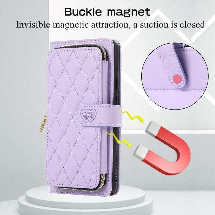 For Google Pixel 7 Pro Rhombic Full Zipper Wallet Leather Phone Case