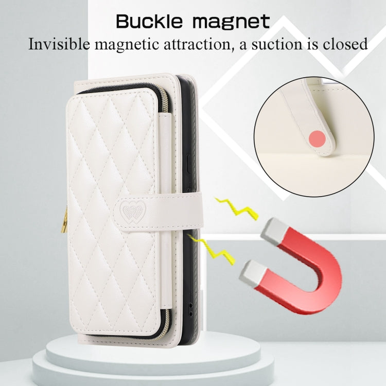 For Google Pixel 7 Pro Rhombic Full Zipper Wallet Leather Phone Case