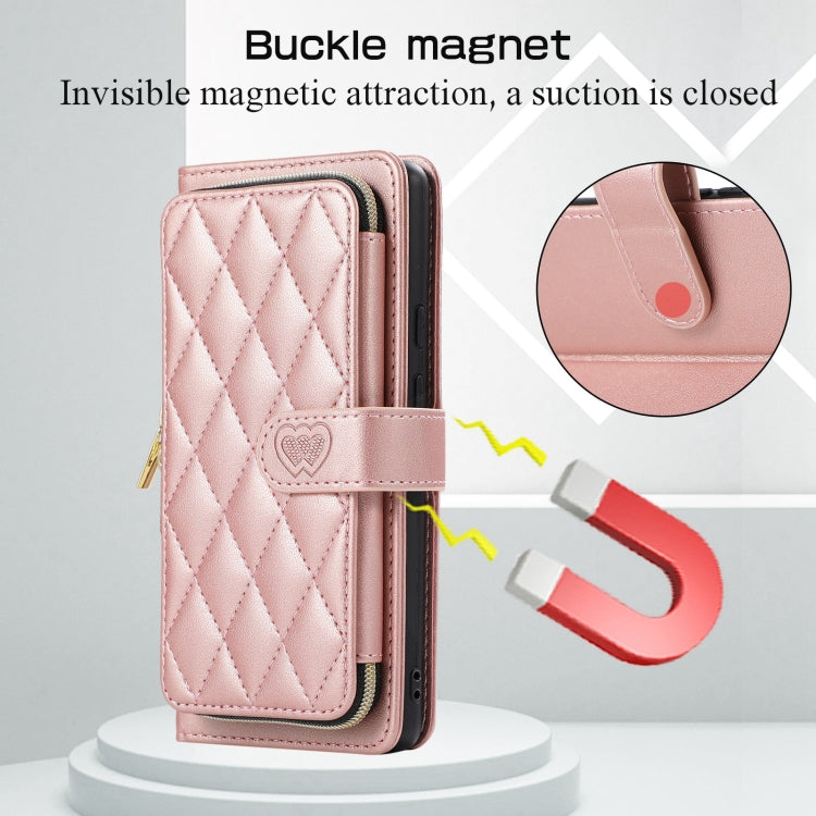 For Google Pixel 7 Pro Rhombic Full Zipper Wallet Leather Phone Case