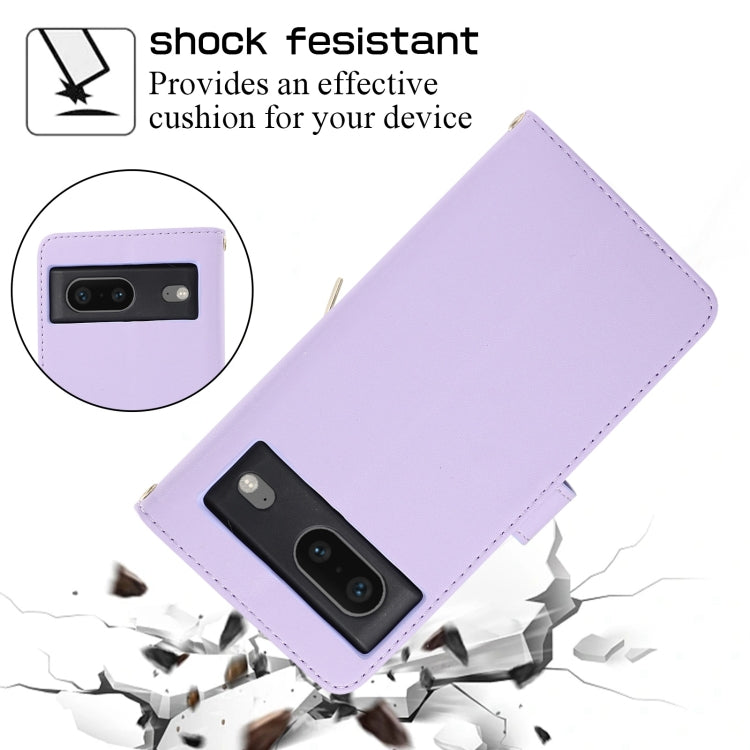 For Google Pixel 7 Rhombic Full Zipper Wallet Leather Phone Case
