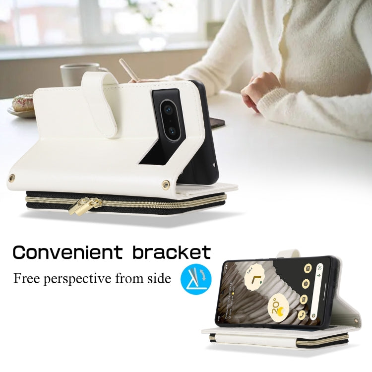 For Google Pixel 7 Rhombic Full Zipper Wallet Leather Phone Case