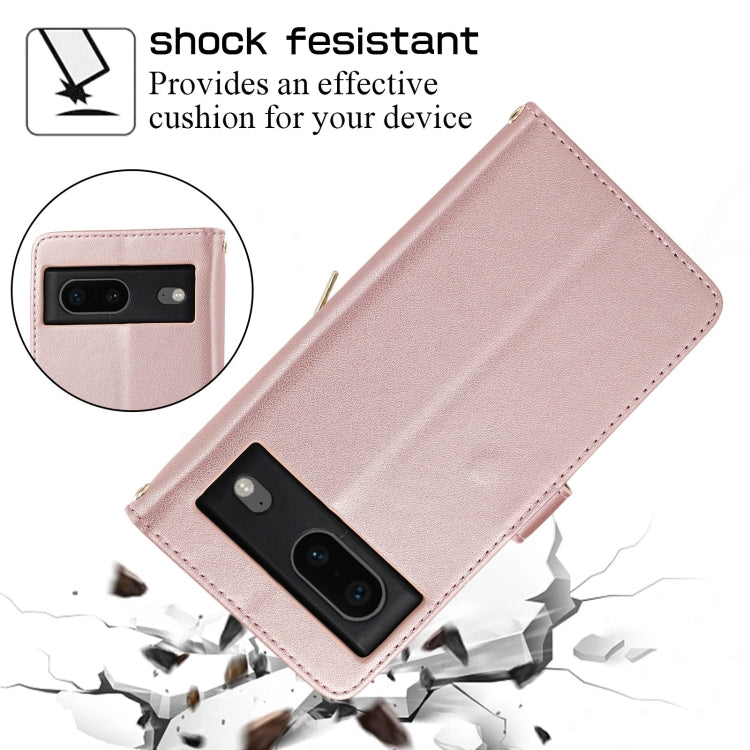 For Google Pixel 7 Rhombic Full Zipper Wallet Leather Phone Case