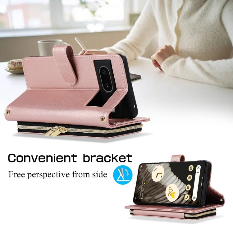 For Google Pixel 7 Rhombic Full Zipper Wallet Leather Phone Case