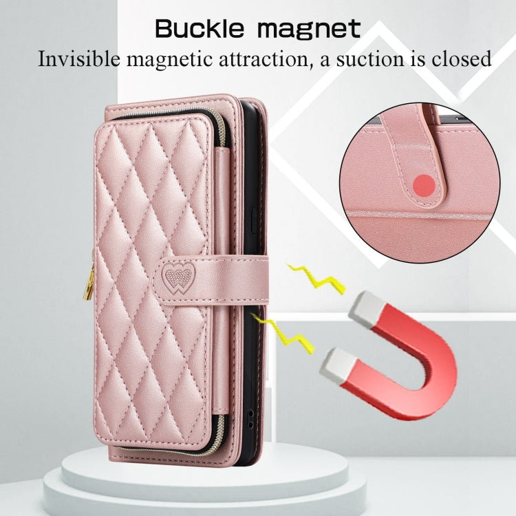 For Google Pixel 7 Rhombic Full Zipper Wallet Leather Phone Case