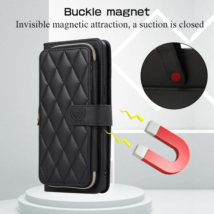 For Google Pixel 7 Rhombic Full Zipper Wallet Leather Phone Case