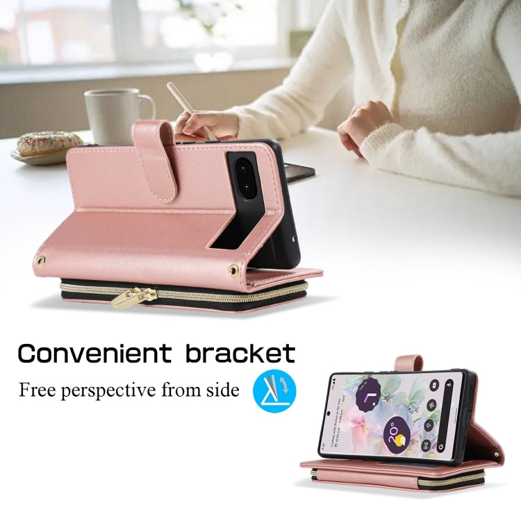 For Google Pixel 6a Rhombic Full Zipper Wallet Leather Phone Case