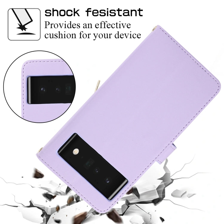 For Google Pixel 6 Pro Rhombic Full Zipper Wallet Leather Phone Case
