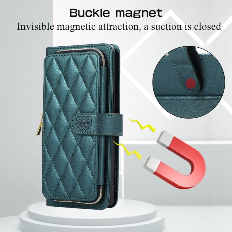 For Google Pixel 6 Pro Rhombic Full Zipper Wallet Leather Phone Case