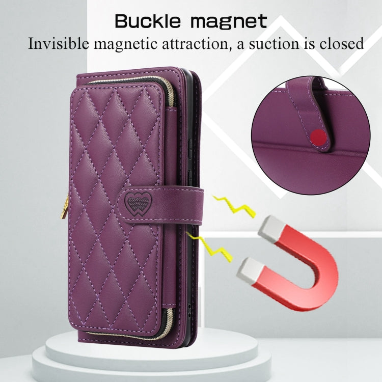 For Google Pixel 6 Rhombic Full Zipper Wallet Leather Phone Case