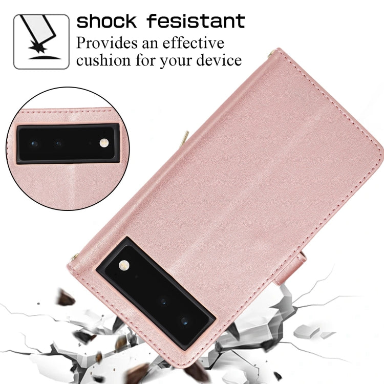 For Google Pixel 6 Rhombic Full Zipper Wallet Leather Phone Case