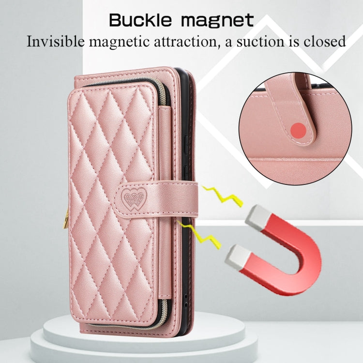For Google Pixel 6 Rhombic Full Zipper Wallet Leather Phone Case