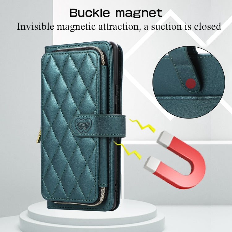 For Google Pixel 6 Rhombic Full Zipper Wallet Leather Phone Case