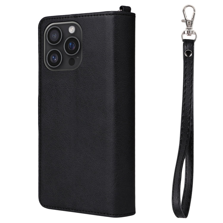 For iPhone 16 Pro Max Solid Color 2 in 1 Zipper Shockproof Phone Case
