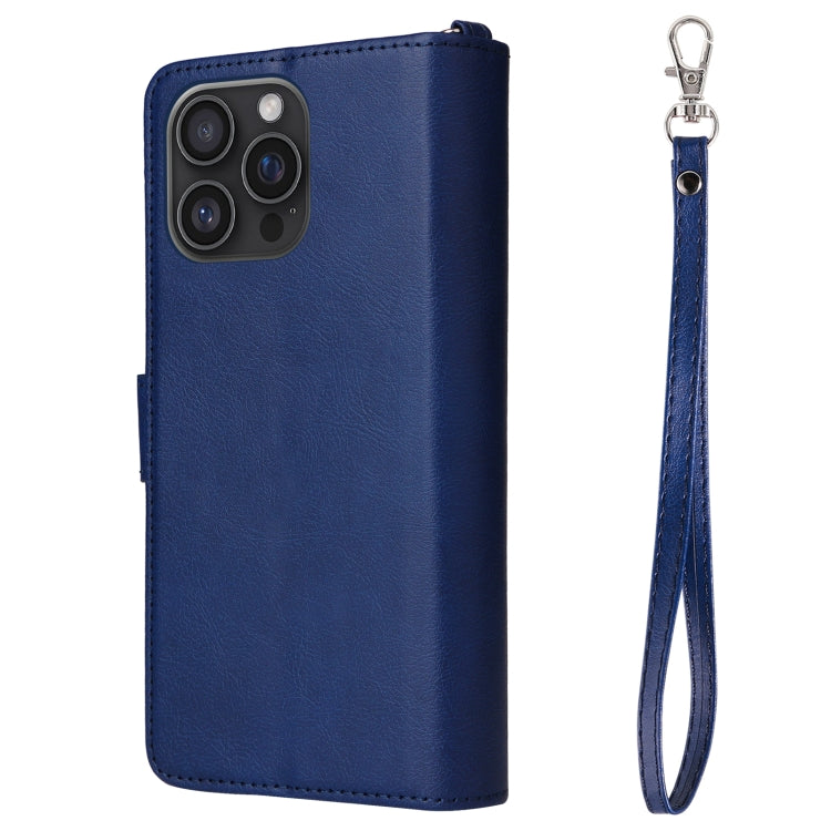 For iPhone 16 Pro Max Solid Color 2 in 1 Zipper Shockproof Phone Case