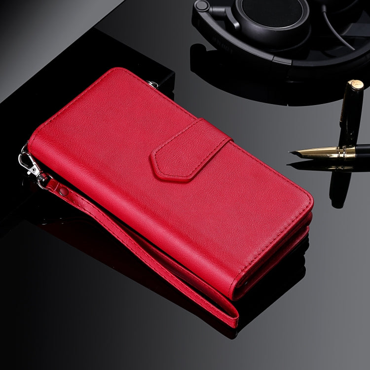 For iPhone 16 Pro Max Solid Color 2 in 1 Zipper Shockproof Phone Case