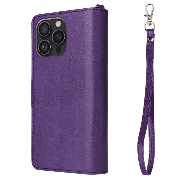 For iPhone 16 Pro Max Solid Color 2 in 1 Zipper Shockproof Phone Case