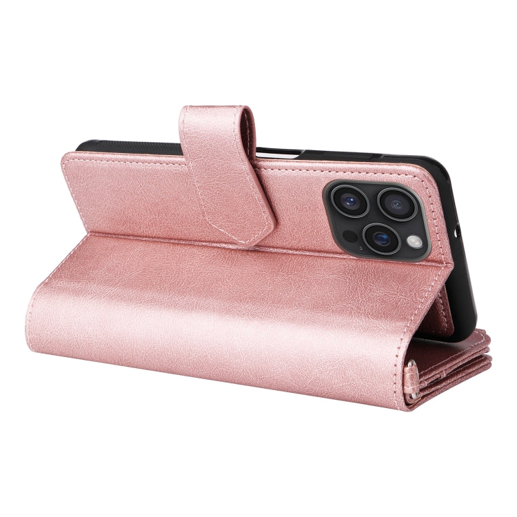 For iPhone 16 Pro Max Solid Color 2 in 1 Zipper Shockproof Phone Case