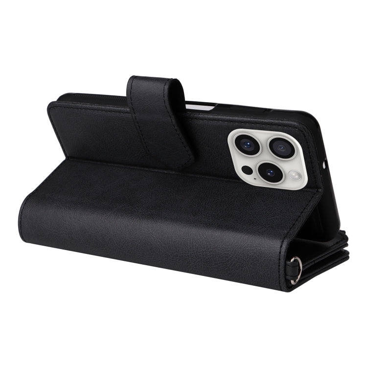 For iPhone 16 Pro Solid Color 2 in 1 Zipper Shockproof Phone Case
