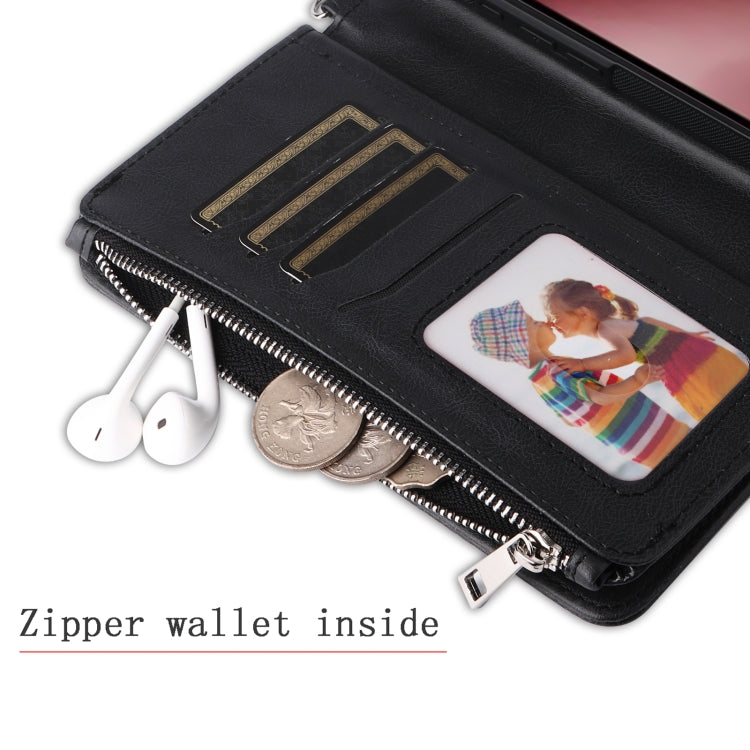 For iPhone 16 Pro Solid Color 2 in 1 Zipper Shockproof Phone Case