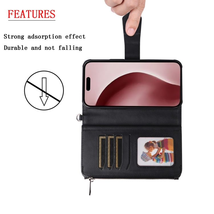 For iPhone 16 Pro Solid Color 2 in 1 Zipper Shockproof Phone Case