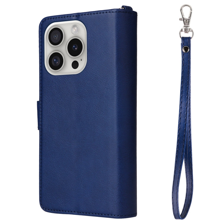 For iPhone 16 Pro Solid Color 2 in 1 Zipper Shockproof Phone Case