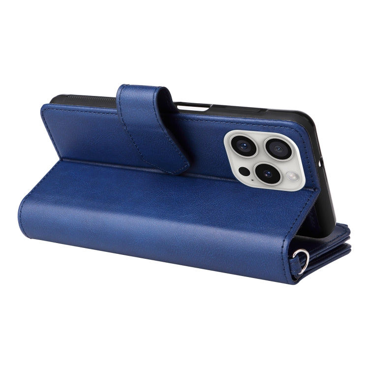 For iPhone 16 Pro Solid Color 2 in 1 Zipper Shockproof Phone Case