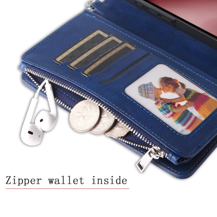 For iPhone 16 Pro Solid Color 2 in 1 Zipper Shockproof Phone Case