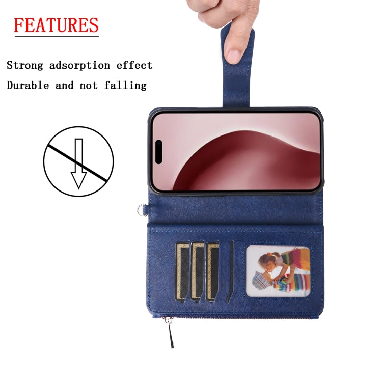 For iPhone 16 Pro Solid Color 2 in 1 Zipper Shockproof Phone Case