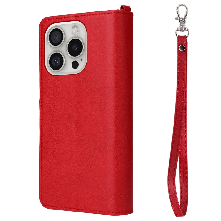 For iPhone 16 Pro Solid Color 2 in 1 Zipper Shockproof Phone Case