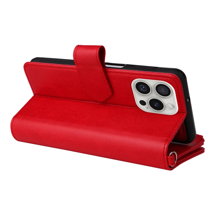 For iPhone 16 Pro Solid Color 2 in 1 Zipper Shockproof Phone Case